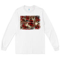 White christmas leopard cowhide background Long Sleeve Tee - BarkalooDesign