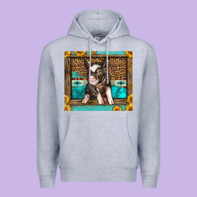Western Cute Pig Premium Hoodie Designed By Lillyallendesigns