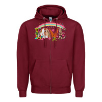 Burgundy Easter Bunny Love With Rainbow Zipper Hoodie - RanaPortraitStore
