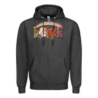Charcoal Heather Easter Bunny Love With Rainbow Zipper Hoodie - RanaPortraitStore