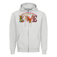 Dove Grey Easter Bunny Love With Rainbow Zipper Hoodie - RanaPortraitStore
