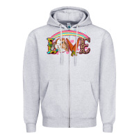 Heather Grey Easter Bunny Love With Rainbow Zipper Hoodie - RanaPortraitStore