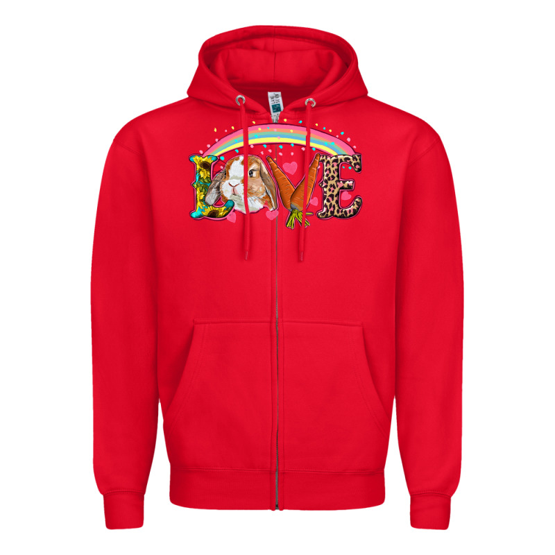 Easter Bunny Love With Rainbow Zipper Hoodie by RanaPortraitStore | Teevron