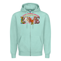Seafoam Easter Bunny Love With Rainbow Zipper Hoodie - RanaPortraitStore