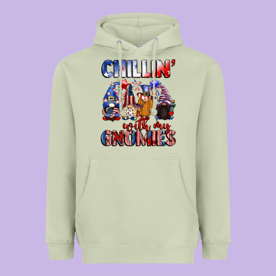Chillin' With My Gnomies 4th Of July Heavyweight Hoodie Designed By Cowgirlartshop