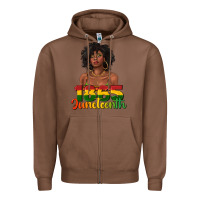 Chestnut 1865 juneteenth with afro black woman Zipper Hoodie - texasbilliewilder