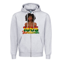 Heather Grey 1865 juneteenth with afro black woman Zipper Hoodie - texasbilliewilder