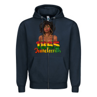 Navy 1865 juneteenth with afro black woman Zipper Hoodie - texasbilliewilder