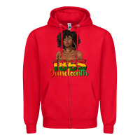 Red 1865 juneteenth with afro black woman Zipper Hoodie - texasbilliewilder