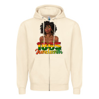 Sandshell 1865 juneteenth with afro black woman Zipper Hoodie - texasbilliewilder