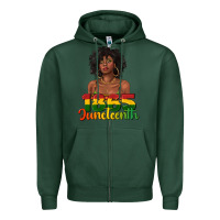 Sports Green 1865 juneteenth with afro black woman Zipper Hoodie - texasbilliewilder