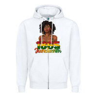 White 1865 juneteenth with afro black woman Zipper Hoodie - texasbilliewilder