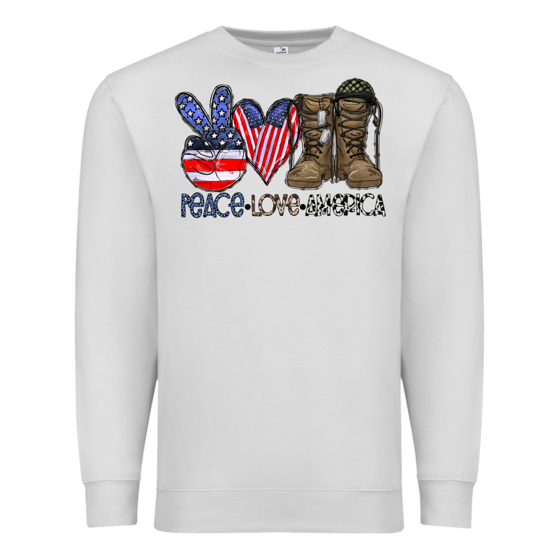 Peace Love America Premium Sweatshirt by CowhideDigitalArt | Teevron