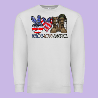 Peace Love America Premium Sweatshirt Designed By Cowhidedigitalart