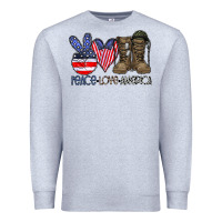 Heather Grey peace love america Premium Sweatshirt - CowhideDigitalArt