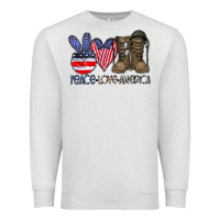 Oatmeal Heather peace love america Premium Sweatshirt - CowhideDigitalArt