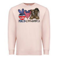 Pale Pink peace love america Premium Sweatshirt - CowhideDigitalArt