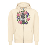 Sandshell Easter Bunny With Floral Wreath Zipper Hoodie - RanaPortraitStore