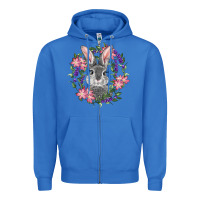 True Royal Easter Bunny With Floral Wreath Zipper Hoodie - RanaPortraitStore
