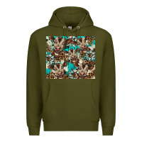 Army Green western cowhide sunflower baby cow Premium Hoodie - BarkalooDesign