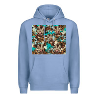 Colony Blue western cowhide sunflower baby cow Premium Hoodie - BarkalooDesign