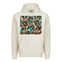 Oatmeal Heather western cowhide sunflower baby cow Premium Hoodie - BarkalooDesign