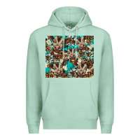 Seafoam western cowhide sunflower baby cow Premium Hoodie - BarkalooDesign