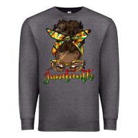 Charcoal Heather juneteenth black woman messy bun Premium Sweatshirt - HRA Design Shop