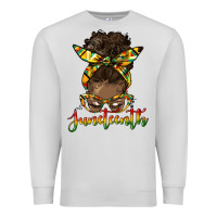 Dove Grey juneteenth black woman messy bun Premium Sweatshirt - HRA Design Shop