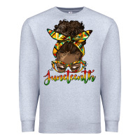 Heather Grey juneteenth black woman messy bun Premium Sweatshirt - HRA Design Shop