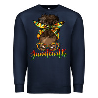Navy juneteenth black woman messy bun Premium Sweatshirt - HRA Design Shop