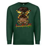 Sports Green juneteenth black woman messy bun Premium Sweatshirt - HRA Design Shop