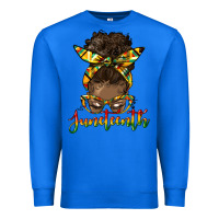 True Royal juneteenth black woman messy bun Premium Sweatshirt - HRA Design Shop