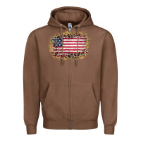 Chestnut america leopard glitter flag Zipper Hoodie - Zillion Design Studio