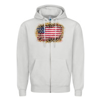 Dove Grey america leopard glitter flag Zipper Hoodie - Zillion Design Studio