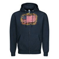 Navy america leopard glitter flag Zipper Hoodie - Zillion Design Studio