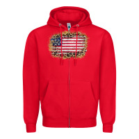 Red america leopard glitter flag Zipper Hoodie - Zillion Design Studio