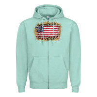 Seafoam america leopard glitter flag Zipper Hoodie - Zillion Design Studio