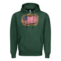 Sports Green america leopard glitter flag Zipper Hoodie - Zillion Design Studio