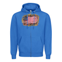 True Royal america leopard glitter flag Zipper Hoodie - Zillion Design Studio