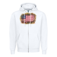 White america leopard glitter flag Zipper Hoodie - Zillion Design Studio