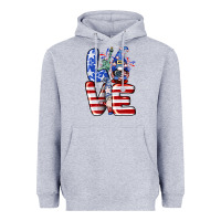 Heather Grey Love 4th of July with gnomes 4th of july Heavyweight Hoodie - CowGirlArtShop