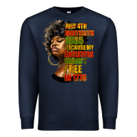 Navy juneteenth 1885 because my ancestors weren't free in 1776 black woman Premium Sweatshirt - HRA Design Shop