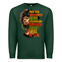 Sports Green juneteenth 1885 because my ancestors weren't free in 1776 black woman Premium Sweatshirt - HRA Design Shop