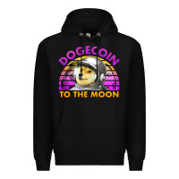 Black doge coin to the moon 80's retro sunset Premium Hoodie - Jasminsmagicworld
