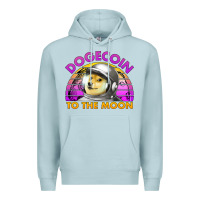 Blue Mist doge coin to the moon 80's retro sunset Premium Hoodie - Jasminsmagicworld