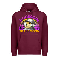 Burgundy doge coin to the moon 80's retro sunset Premium Hoodie - Jasminsmagicworld