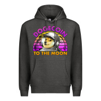 Charcoal Heather doge coin to the moon 80's retro sunset Premium Hoodie - Jasminsmagicworld