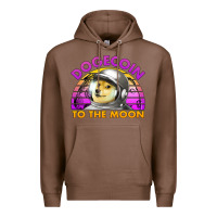 Chestnut doge coin to the moon 80's retro sunset Premium Hoodie - Jasminsmagicworld