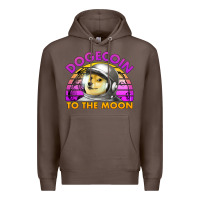 Coffee doge coin to the moon 80's retro sunset Premium Hoodie - Jasminsmagicworld